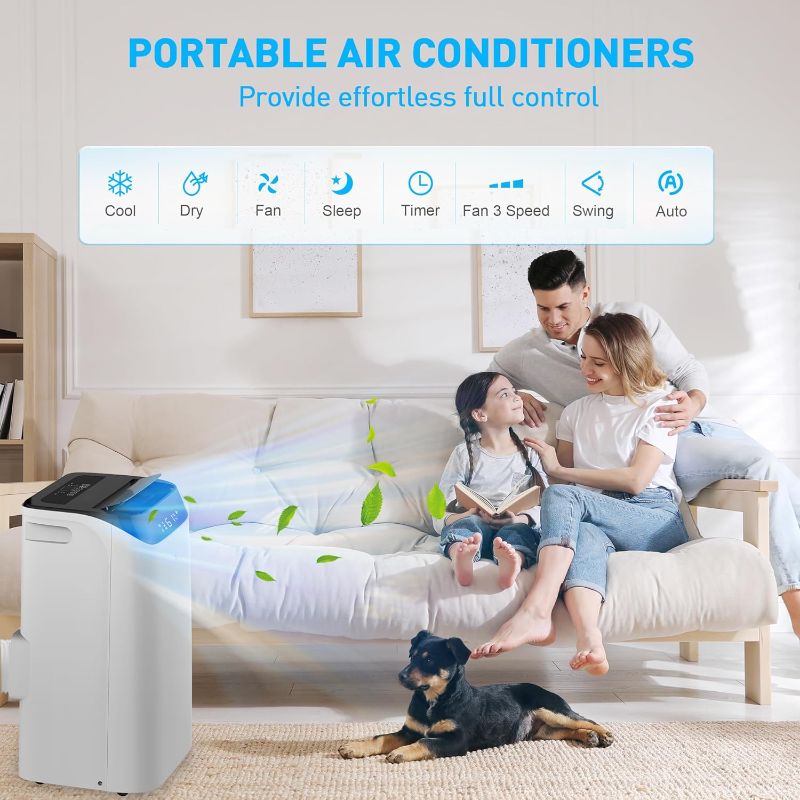 Photo 1 of 14,000 BTU Portable Air Conditioner Cools Up to 700 Sq.Ft, 3-IN-1 Quiet Portable AC Unit with Remote Control & Installation Kits for Large Room, Campervan, Office, Temporary Space