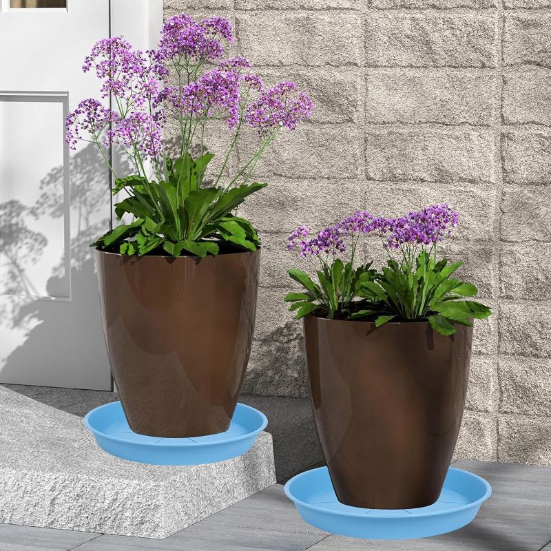 Photo 1 of ***USED***6 Pack of Plant Saucer Tray 4 inch, Heavy Duty Plastic Pot Plant Drip Trays Saucers for for Indoors Outdoor, (4", green )(2 pack)