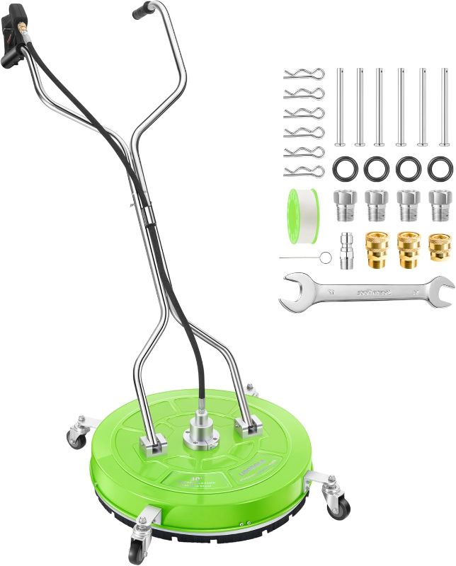 Photo 1 of ***SIMILAR***
30" Pressure Washer Surface Cleaner with 4 Wheels - Coated Green Dual Handle Stainless Steel Surface Cleaner for Pressure Washer Attachment for Concrete, Patio, Sidewalk, Deck and Driveways - PWS30G
