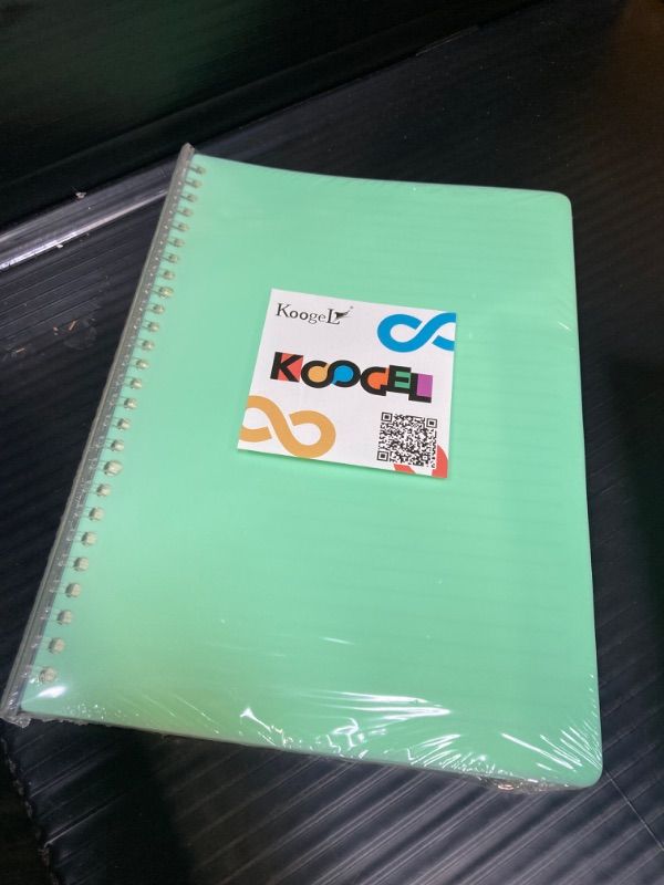 Photo 2 of ***FACTORY SEALED***
Koogel Spiral Notebook Journal, Smart Ring Binder Notebook 7.5x10.5inch College Ruled Notebook Sliding Bar Binder 26 Holes 60 Sheets for School Office Mint Green