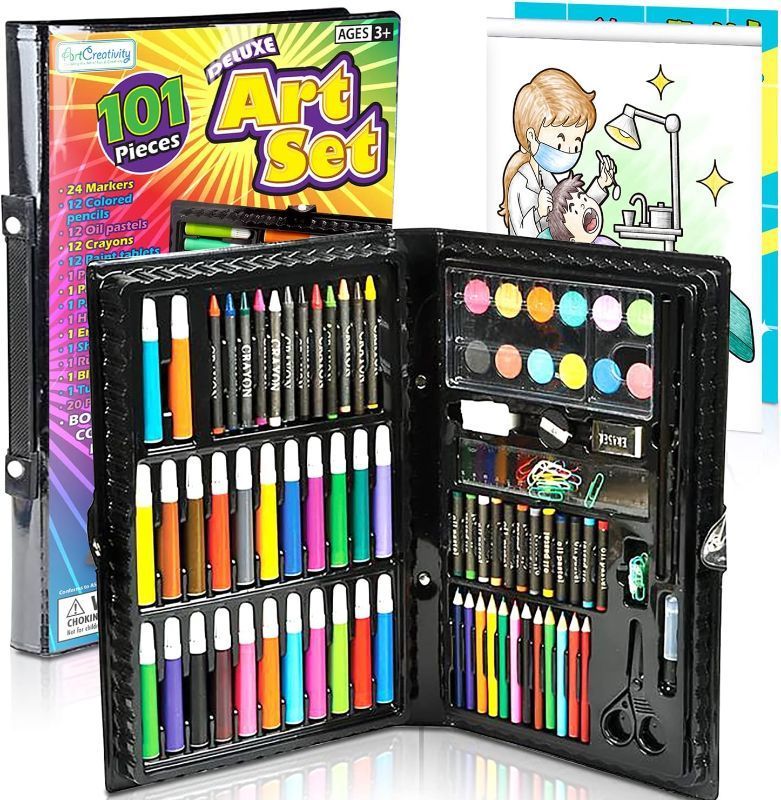 Photo 1 of ***FACTORY SEALED***
ArtCreativity Deluxe Art Kit For Kids Art Set- Beginners Supplies 101 Piece Artist Drawing Painting Kit with Coloring Book, Art And Craft Gift Set for Boys, Girls, Ages 6 7 8 9 10 11 12