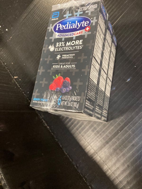 Photo 3 of ***FACTORY SEALED***
Pedialyte AdvancedCare Plus Electrolyte Powder, with 33% More Electrolytes and PreActive Prebiotics, Berry Frost, Drink Powder Packets, 0.6 oz, 18 Count Berry Frost 10.8 Ounce (Pack of 1)