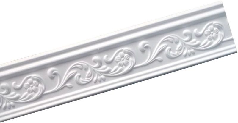 Photo 1 of A La Maison Ceilings GK83pw-5 Floral Foam Crown Molding 6.5 ft. L x 5 in W (Covers / 32.5 ln. ft.), Plain White, Pack of 5