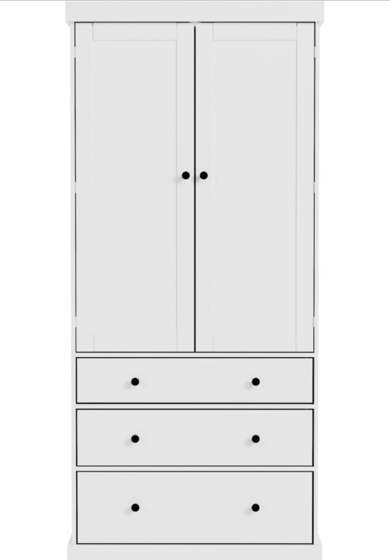 Photo 1 of ****USED***MISSING HARDWARE*** ZeHuoGe 77inch Farmhouse Kitchen Pantry, Freestanding Tall Cupboard Storage Cabinet with 3 Drawers, Sideboard Buffet Cabinet with Storage, Accent Storage Cabinet for Kitchen, Dining Room (White)