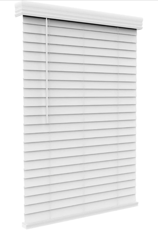 Photo 1 of ARLO BLINDS Faux Wood Blinds with Crown Valance - 50.8 cm x 81.28 cm  , White Cordless 2 Inch Horizontal Blinds - for Bedroom, Bathroom, Living Room, Glass Door Interior Windows