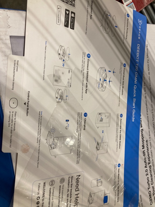 Photo 4 of ****USED*** ECOVACS DEEBOT T20 Omni Robot Vacuum and Mop,Hot Water Mop Washing,Auto Hot Air-Drying,9mm AutoMop Lifting,Dual Spinning Mops,Self-Emptying,6000Pa Suction,Obstacle Avoidance,YIKO Voice Assistant,White