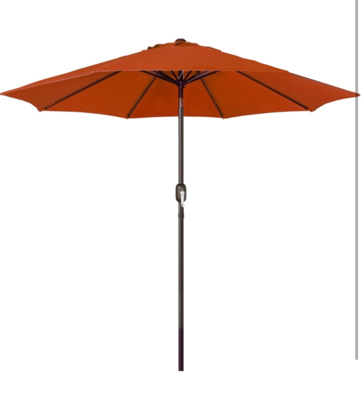 Photo 1 of Blissun 9' Outdoor Patio Umbrella, Outdoor Table Umbrella, Yard Umbrella, Market Umbrella with 8 Sturdy Ribs, Push Button Tilt and Crank