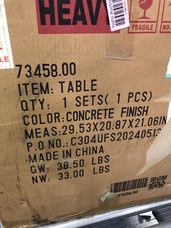 Photo 4 of ****USED** TABLE QTY: (1 PCS) COLOR:CONCRETE FINISH MEAS:29.53X20.87X21.06IN