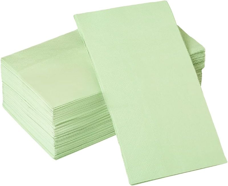 Photo 1 of 50 Pack Cocktail Napkins 2-Ply Sage-Green Dessert Disposable Napkins for Dinner Wedding Birthday Baby Shower Party Bridal Anniversary Reception Event, Unfold 13 x 15.7, Fold 4.3 x 7.9 Inches