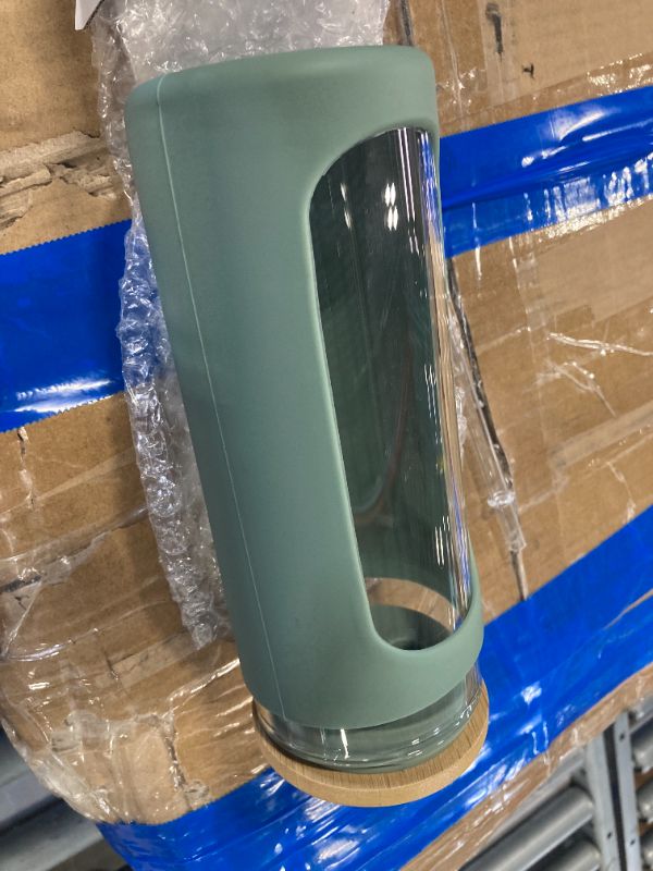 Photo 1 of ***USED** Kodrine 20oz Glass Water Bottle with Straw and Lid,Bamboo Lids Water Tumbler, Iced Coffee Cup Reusable, Wide Mouth Smoothies Cup, Straw Silicone Protective Sleeve BPA FREE-Olive