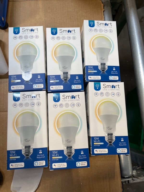 Photo 3 of 6pcs**Euri Lighting WiFi Smart Bulb A19, 60W Equal, CCT Tunable, Compatible with Amazon Alexa & Google Assistant, No Hub Required, Model Number: LIS-A1000)