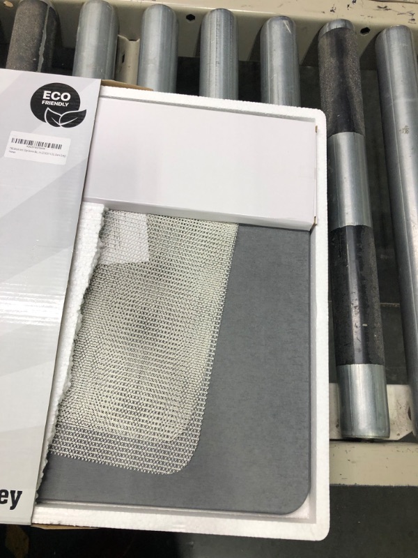 Photo 3 of ****USED** 1PC Rollable Stone Bath Mat and  with Anti Slip Pad , Super Absorbent and Quick Drying Mat for Shower, Sink & Kitchen (15x23) (Rollable Light Grey)