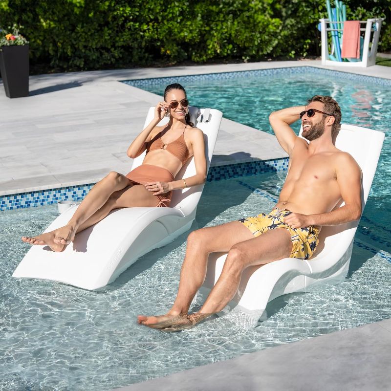 Photo 2 of ****BASE ONLY***Step2 Vero Pool Lounger with Riser, Fade-Resistant, Waterproof Patio Furniture, Pool Lounge Chair for Sun Shelf, Use in Pools up to 15-Inches of Water, Weighted, White 