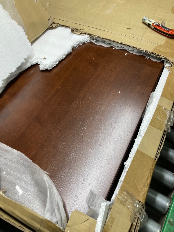 Photo 1 of Albany High Table with Cabinet Walnut - Winsome: Kitchen Counter with Shelves, 4-Point Leg