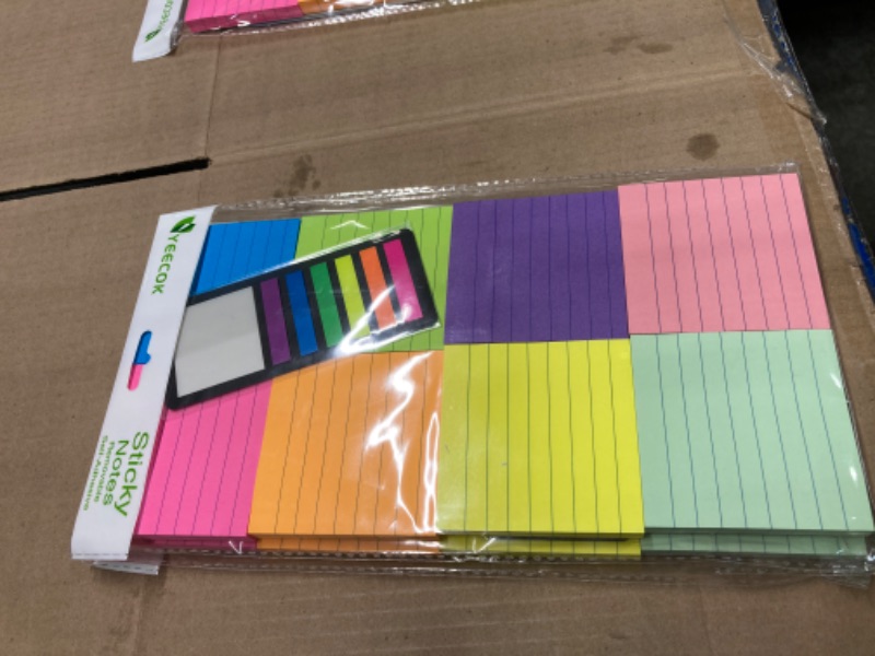 Photo 2 of 8 Pads Lined Sticky Notes 3x3 in Post, 8 Colors Self Sticky Notes Pad Its, Bright Colorful Square Sticky Notes for Office, Home, School, Meeting, 82 Sheets/pad 2pack