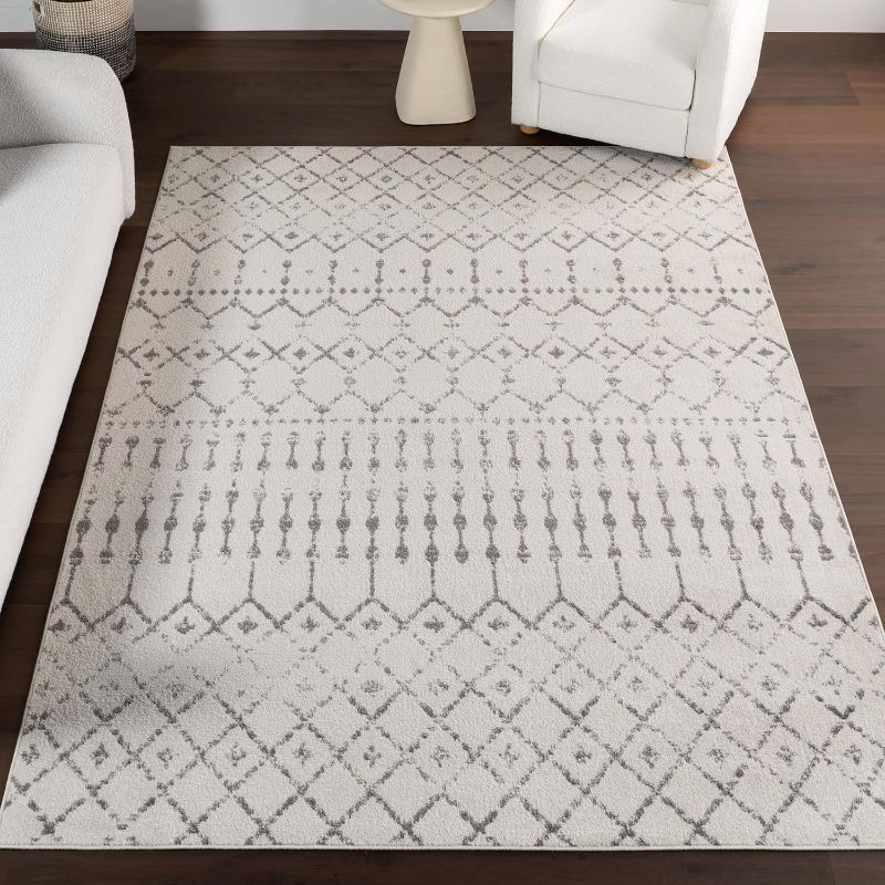 Photo 1 of ***SIMILAR*** 5x8  Moroccan Blythe Area Rug, Grey, Faded Bohemian Design, Stain Resistant, For Bedroom, Dining Room, Living Room, Hallway, Office, Kitchen, Entryway
