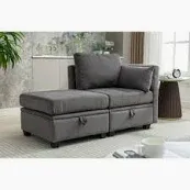 Photo 1 of ***stock photo used as reference***Dark gray ottoman with 1 arm and 1 backrest 