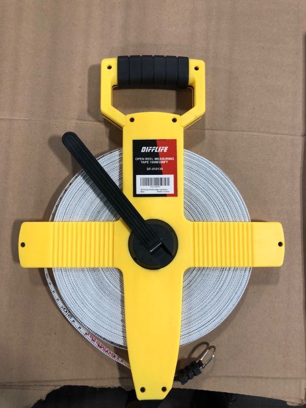 Photo 3 of ***USED****Measures in meters not in feet.****** DIFFLIFE Open Reel Measure Tape Measuring Reel,100M by 3X Speed Double-Coated Fiberglass Tape Measure