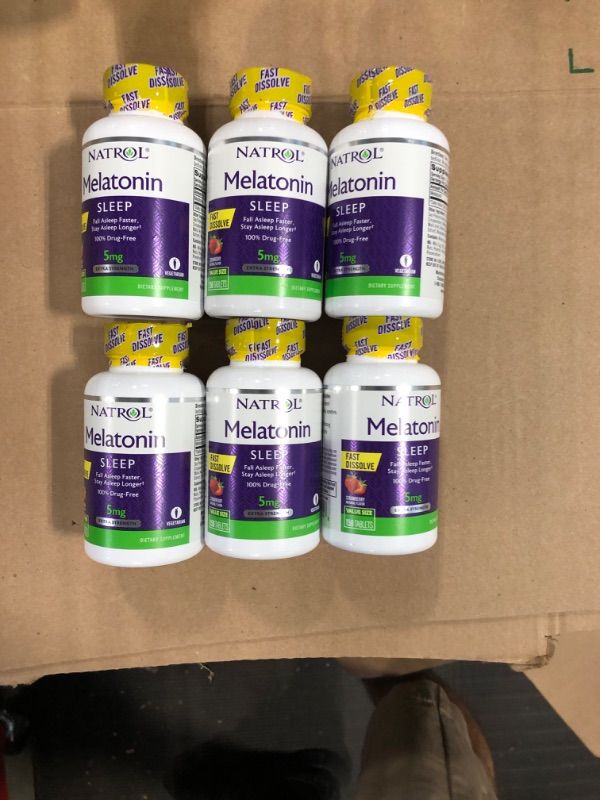 Photo 2 of ***USED***EXPIRES DEC 31 2024***** 6 COUNT******Natrol Sleep Melatonin 5mg Fast Dissolve Tablets, Nighttime Sleep Aid for Adults, 150 Strawberry-Flavored Melatonin Tablets, 150 Day Supply Strawberry 150 Count (Pack of 1)