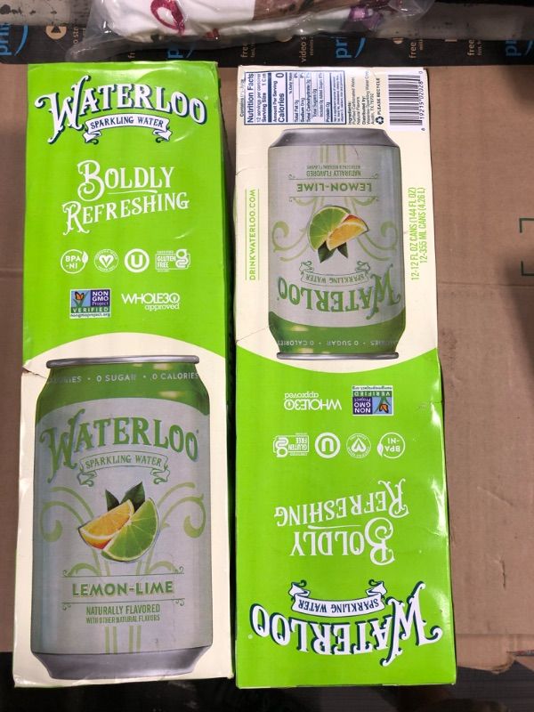 Photo 2 of 2 COUNT******Waterloo Sparkling Water Lime Flavor Zero Calorie No Sugar 12oz Cans (Pack of 12), Fruit Flavored Sparkling Water, Naturally Flavored, Zero Calories, Zero Sugar, Zero Sodium Lemon-Lime