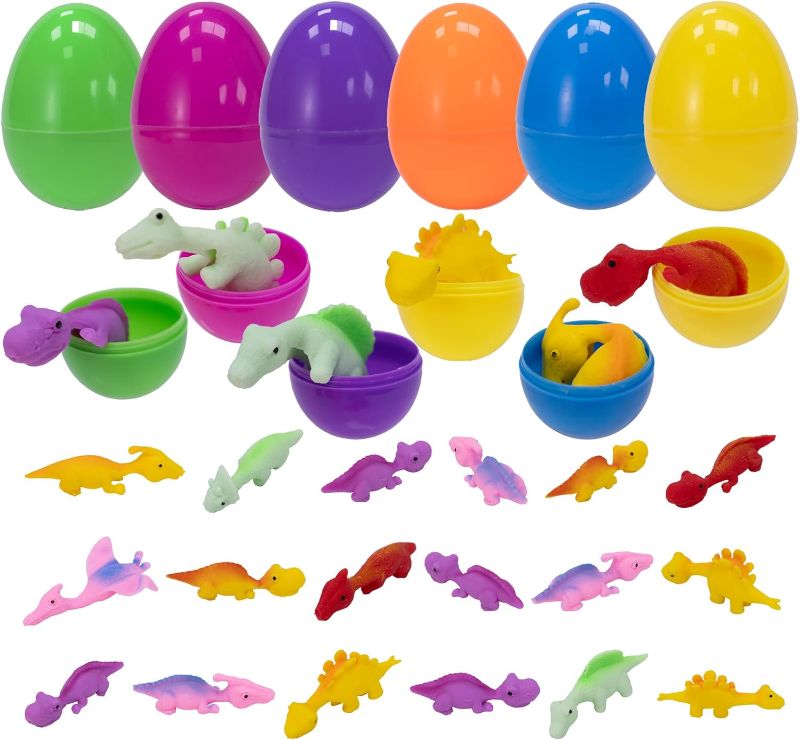 Photo 1 of 12 PCS Prefilled Easter Eggs with Slingshot Dinosaur, Finger Dinosaur Toys Party Favors Kids Christmas Stocking Stuffers Bulk Gifts
