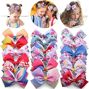 Photo 1 of 18Pcs Hair Bows for Girls,5 Inch Colorful Grosgrain Ribbon Hair Bows Alligator Clips Hair Accessories For Girls Teens Toddlers Kids Mexican Fiesta Party
