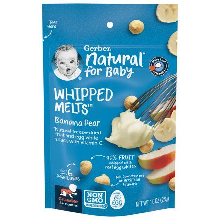 Photo 1 of (Pack of 7) Gerber Natural Whipped Melts Banana Pear Baby Snack 0.85 Oz (BB 11AUG24)