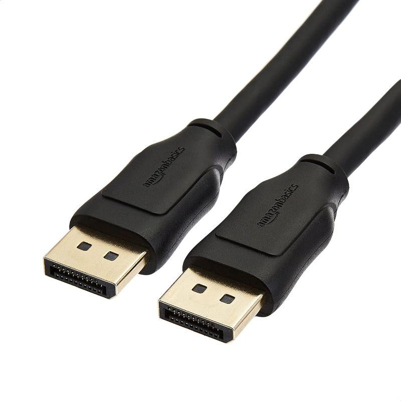 Photo 1 of Amazon Basics DisplayPort 1.4 Cable, 32.4Gbps High-Speed, 8K@60Hz, 4K@120Hz, Dynamic HDR and 3D, Gold-Plated Plugs, 6 Foot, Black
  