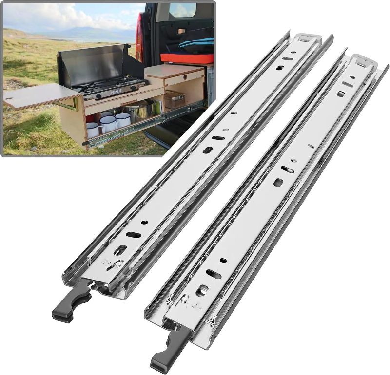 Photo 1 of 12 Inch 1 Lb Heavy Duty Drawer Slides with Lock Full Extension 