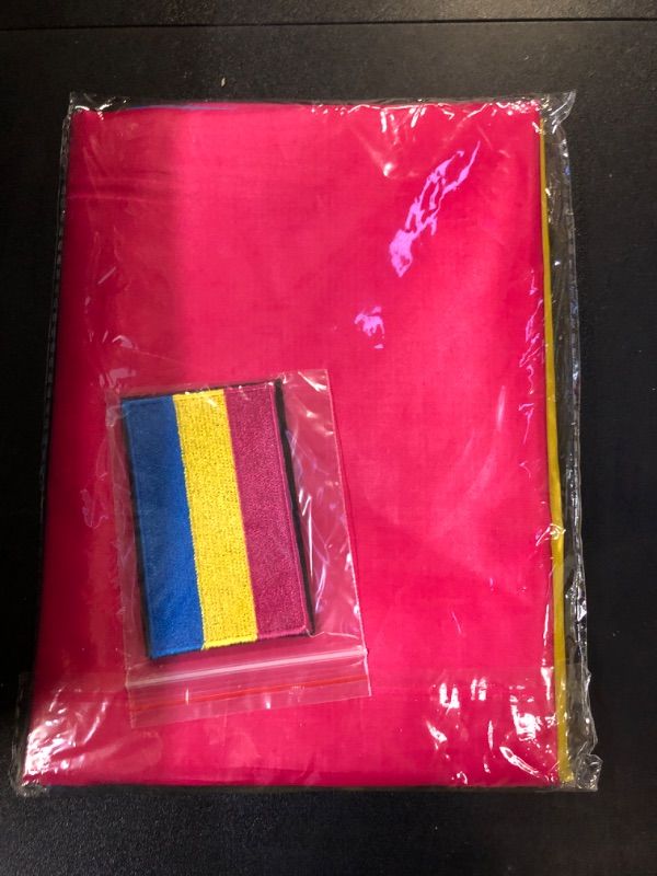 Photo 2 of Pansexual Flag 3x5 Feet with Pan Pride Embroidery Patch for Pride Month
