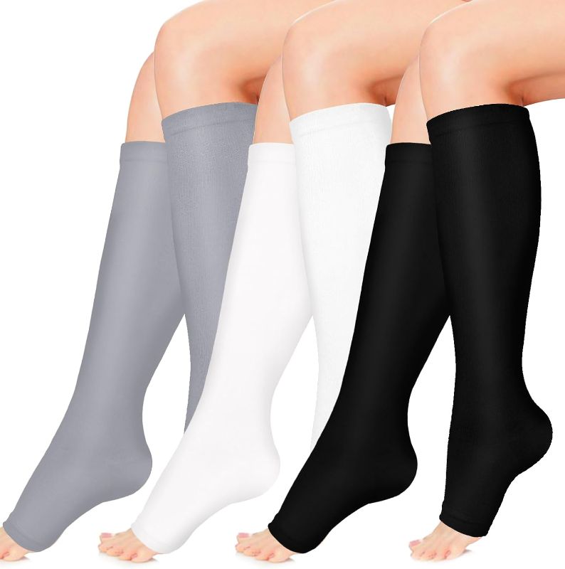 Photo 1 of Copper Compression Socks for Women & Men Open Toe 15-20mmHg is Best Support for Circulation Recovery and All Day Wear 3XL