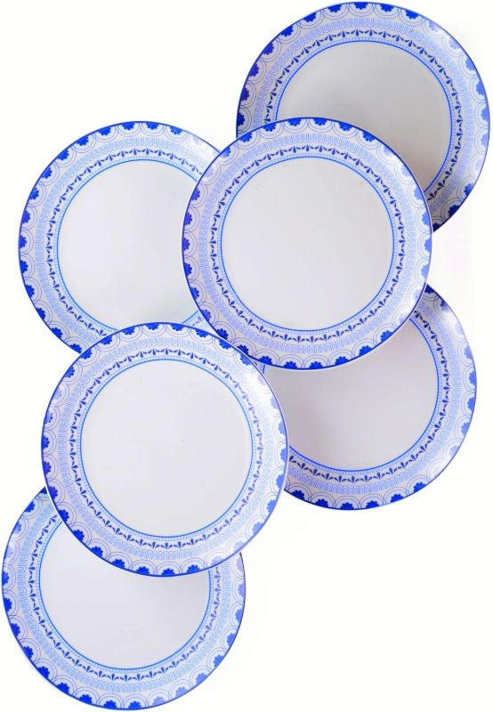 Photo 1 of Braque Ceramic Dinner Plates Set of 6, 10.5 inch Dish Set - Microwave, Oven, and Dishwasher Safe, Scratch Resistant, Modern Rustic Dinnerware - Kitchen Porcelain Serving Dishes - Orchid
