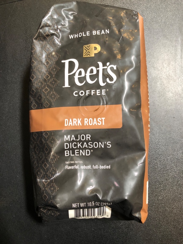 Photo 2 of Peet's Coffee, Dark Roast Whole Bean Coffee - Major Dickason's Blend 10.5 Ounce Bag Major Dickason's 10.5 Oz (Pack of 1) (BB 05/18/24)