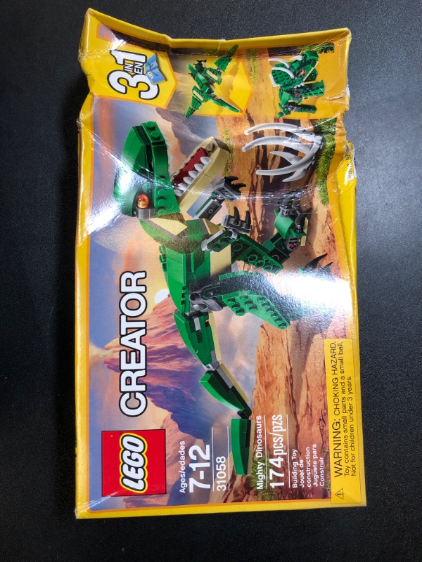 Photo 2 of LEGO Creator Mighty Dinosaurs Build It Yourself Dinosaur Set, Pterodactyl, Triceratops, T Rex Toy 31058