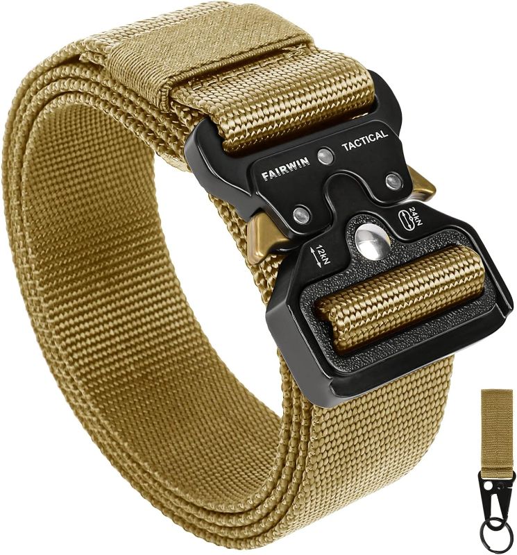 Photo 1 of FAIRWIN Tactical Belt, Military Utility Belt Nylon Web Rigger Belt Work Belt with Heavy-Duty Quick-Release Buckle Large 