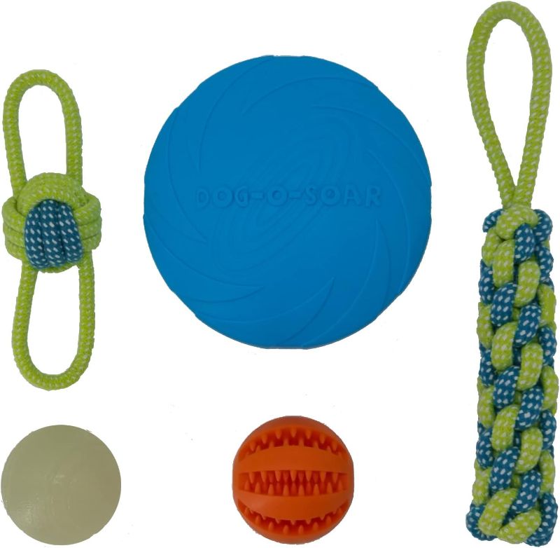 Photo 1 of MAGAFO Glow in Dark Interactive Dog Toys Set with Glow Fetch Ball,Dog Teeth Cleaning Chew Toy, Flying Disc for Dogs, and Dog Rope Toys - Perfect for Your Furry Dogs! (Fluorescunce Set)
