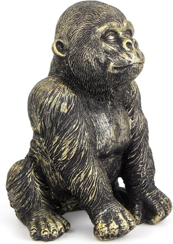Photo 1 of Mrlikale Retro Style Gorilla Statue Home Decorations, Vintage Resin Sculpture for Study Shelves Decor
