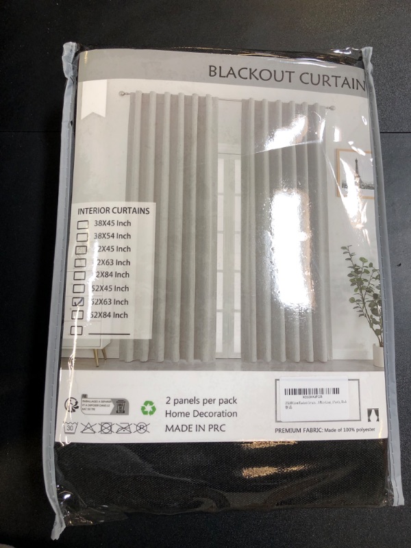 Photo 1 of 2 Panel Black Out Curtains 52x63" Black