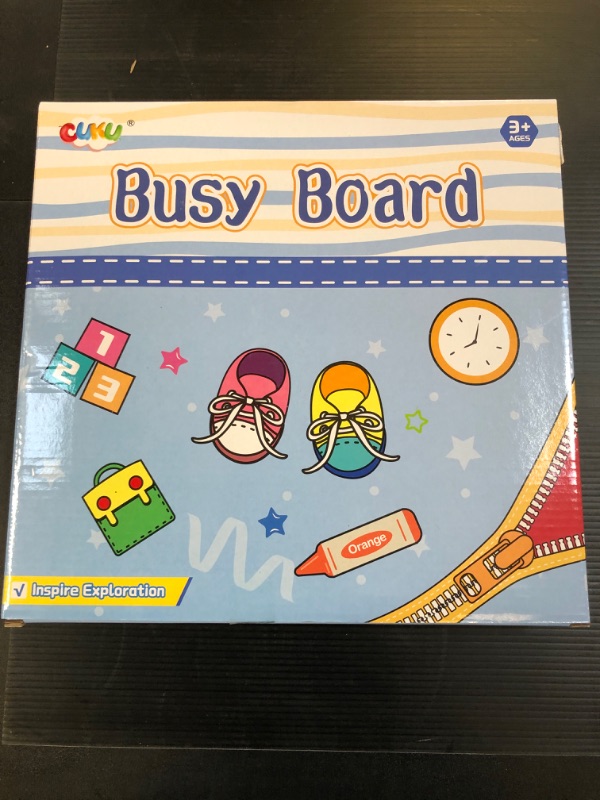 Photo 3 of CUKU Busy Board Montessori Toy-Toddler Busy Board for 3 Year Old,Montessori Toys Busy Book Fine Basic Dress Motor Skills-Travel Toys for Travel Car Airplane,Ideal Gift for Boys and Girls,Red and Blue