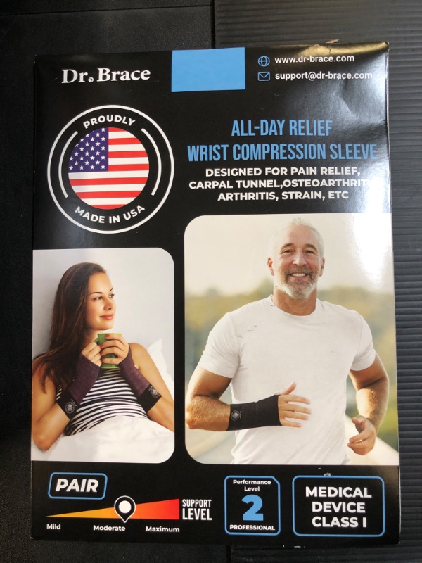 Photo 3 of DR. BRACE - MADE IN USA - Wrist Brace & Compression Arthritis Gloves. Support Sleeves for Carpal Tunnel,Tendonitis, Wrist Pain Relief,Computer Typing, Fits Both Hands (Pair) (Neptune, Small)