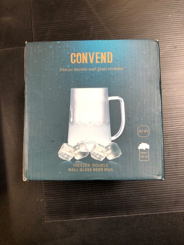 Photo 3 of Convend Beer Mug For Freezer,Double Wall Clear Borosilicate Glass Mugs With Handle, Beer Glasses For Freezer,Frosty Mug for beer,milk,juice and any beverages,16 oz