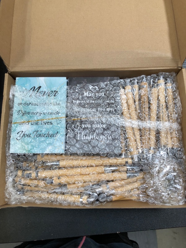 Photo 2 of Yeaqee 181 Pcs Thank You Mini Notebooks Appreciation Bamboo Pens Motivational Cards with Twine Sets for Employees Inspirational Mini Notepads for Coworker Office Women Men Employees School Gifts Marble