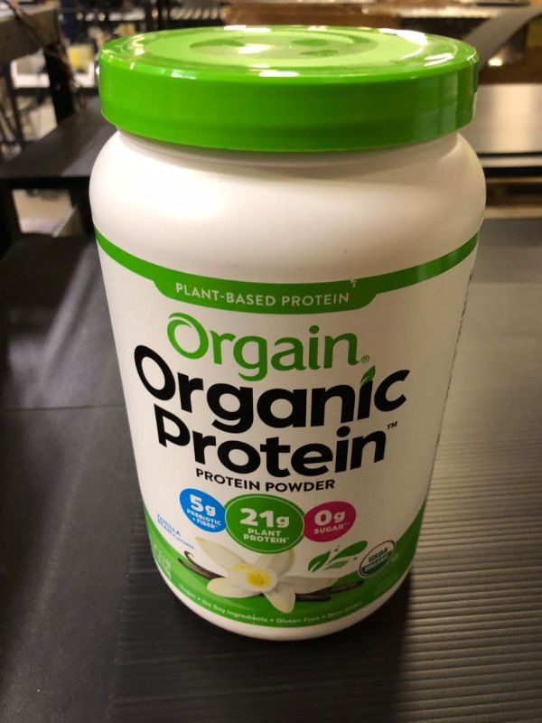 Photo 2 of Orgain Organic Plant Based Protein Powder, Vanilla Bean - Vegan, Low Net Carbs, Non Dairy, Gluten Free, Lactose Free, No Sugar Added, Soy Free, Kosher, Non-GMO, 2.03 Pound (Packaging May Vary) (BB 02/17/24)