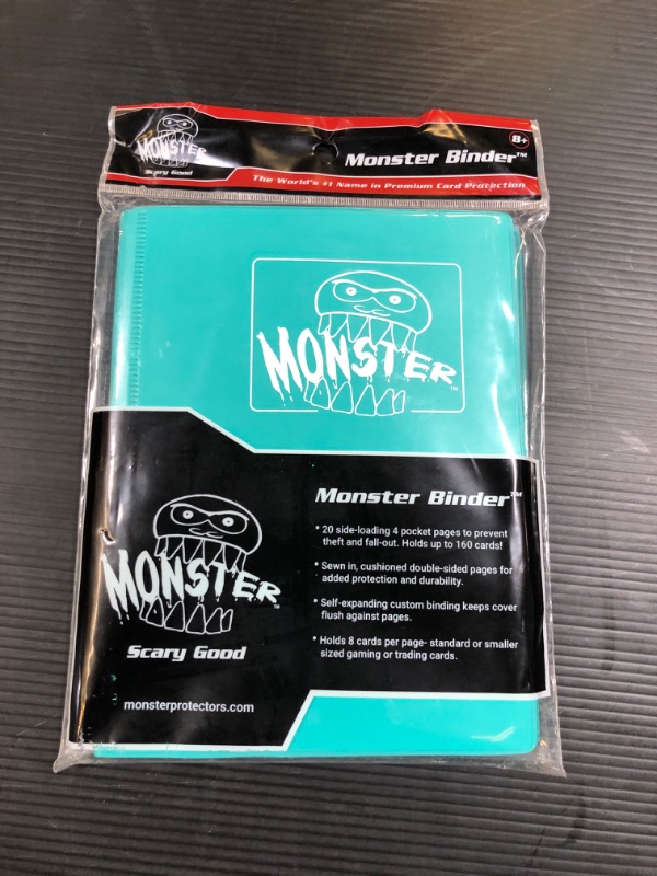 Photo 2 of Monster 4 Pocket Trading Card Album-20 Side Loading, Theft Deterrent, Pages for Extra Protection- Binder Holds 160 TCGs Compatible w/Yugioh, MTG, Magic The Gathering, Pokémon & Sport Cards-Matte Teal
