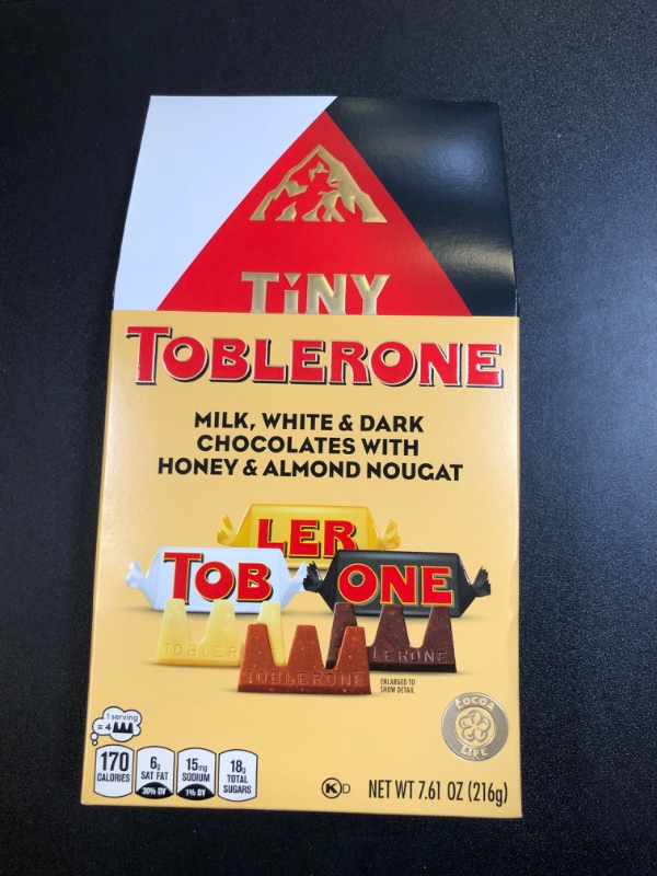 Photo 2 of Tiny Toblerone Assorted Chocolate Bars with Honey and Almond Nougat, 7.61 oz (27 Pieces) (BB 21JUN2024)
