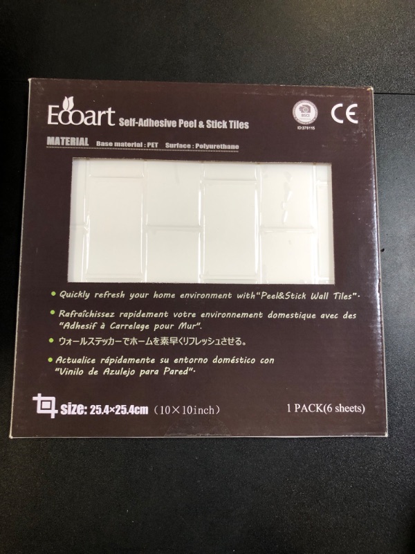 Photo 2 of Ecoart Peel and Stick Tile Backsplash 10" X 10" Subway White Tile Self Adhesive Kitchen Bathroom Backsplash(6 Sheets) (with White Grout)