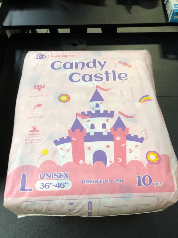 Photo 2 of Diaper Adult Printed Diaper Incontinence Underwear Large Overnight Diapers with Tabs 10 Pieces (Large 36"- 46") Pink Large