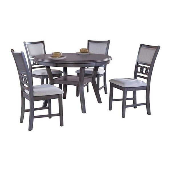 Photo 1 of New Classic Furniture Gia 5-Piece Round Solid Wood Dining Set in Gray
