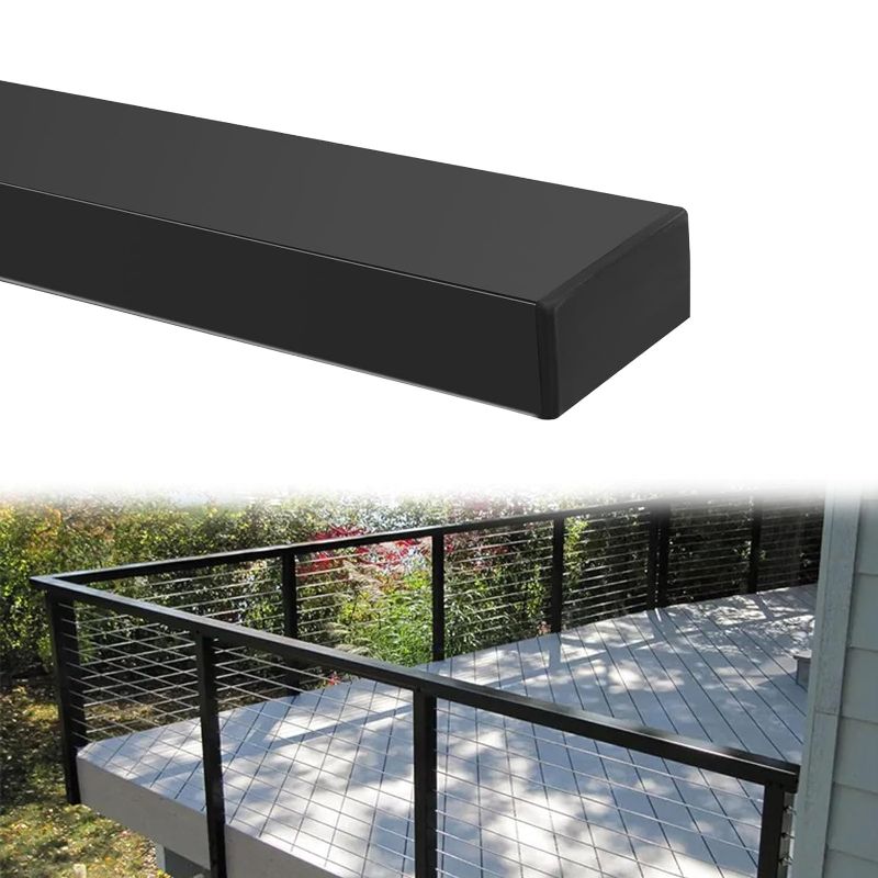 Photo 1 of Sidasu 6'6" Stainless Steel Handrail Black Rectangular Handrail Flat Top Rail Cable Railing System Deck Stair Indoor Outdoor, DIY Balustrade HT07(Fine Frosted Coated)
