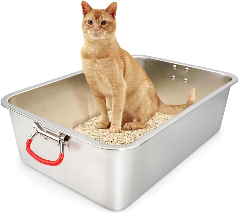 Photo 1 of ULIGOTA Stainless Steel Cat Litter Box, (20" x 14" x 6") Large Metal Litter Box for Kitty and Rabbits, No Odor Left & Non Stick Surface, Rust & Stain Resistant, Easy to Clean

